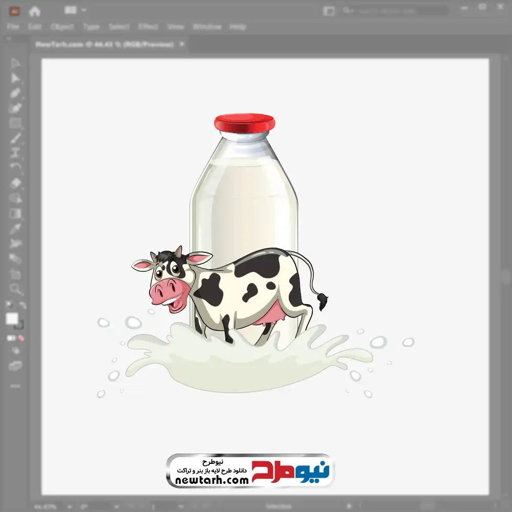 وکتور گاو و شیشه شیر فایل وکتور گاو و شیشه شیر با فرمت eps