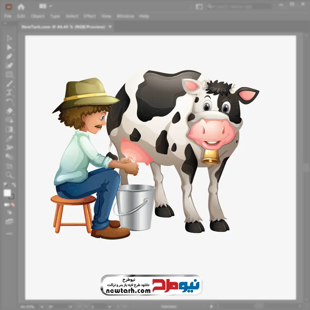 دانلود تصویر وکتوری مرد کشاورز در حال دوشیدن گاو تصویر وکتوری مرد کشاورز در حال دوشیدن گاو با فرمت eps