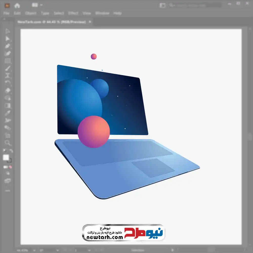 تصویر وکتوری لپ تاپ با گوی های تزئینی لپ تاپ با گوی های تزئینی با فرمت eps
