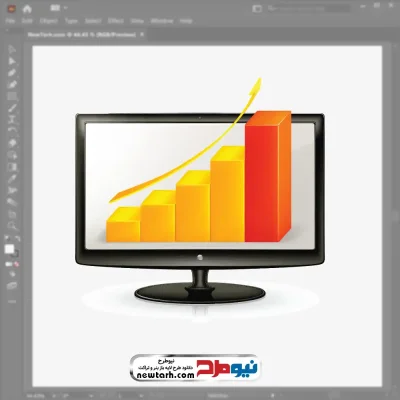 فایل وکتور مانیتور با نمودار رشد با فرمت eps