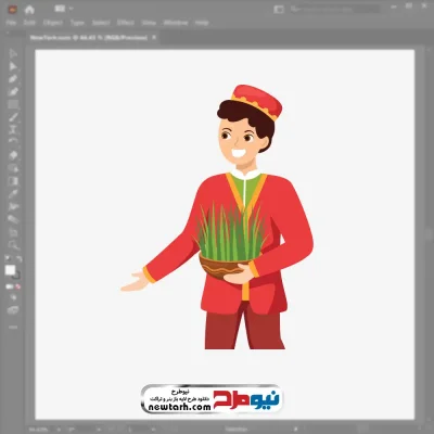 تصویر وکتوری مرد جوان با سبزه نوروز با فرمت eps