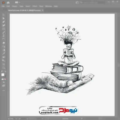 فایل وکتور دختر نشسته روی کتاب با فرمت eps