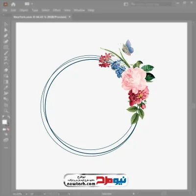 وکتور قاب دایره ای گل با فرمت eps