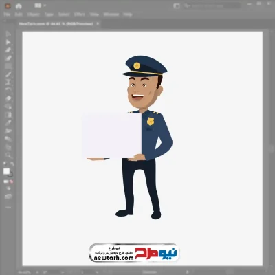 وکتور پلیس با تابلو سفید در دست با فرمت eps