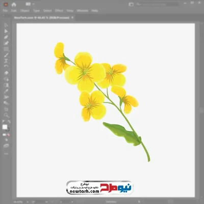 فایل وکتوری شاخه با گل های زرد با فرمت eps