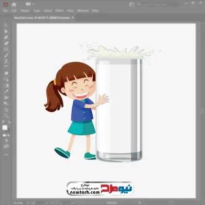 فایل وکتوری دختر بچه با لیوان شیر با فرمت eps