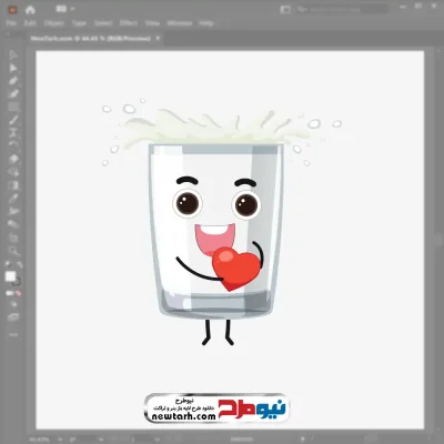 فایل وکتور لیوان شیر با دست و پا با فرمت eps