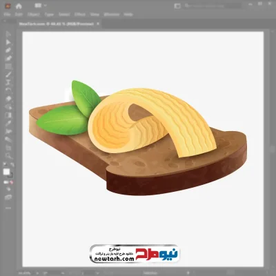 فایل وکتوری نان تست با کره و ریحان با فرمت eps