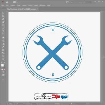 تصویر وکتور آچار در کادر دایره ای با فرمت eps