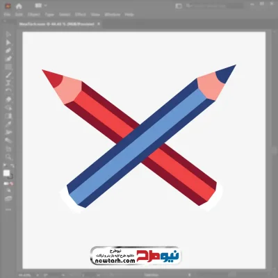 فایل وکتوری مداد قرمز و آبی با فرمت eps