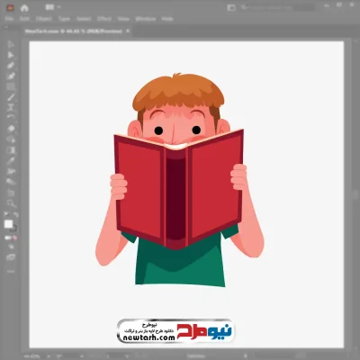 فایل وکتوری پسر بچه در حال کتاب خواندن با فرمت eps