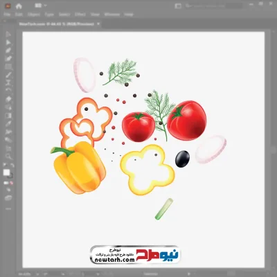 تصویر وکتوری سبزیجات پراکنده با فرمت eps
