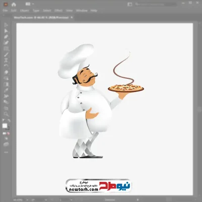 تصویر وکتوری سرآشپز با پیتزا با فرمت eps
