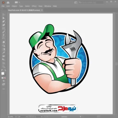 تصویر وکتور تعمیرکار با آچار با فرمت eps