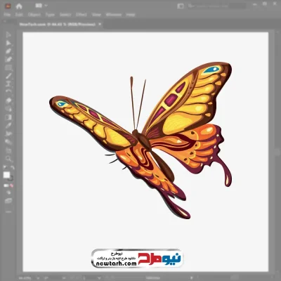 تصویر وکتوری پروانه زرد و نارنجی با فرمت eps