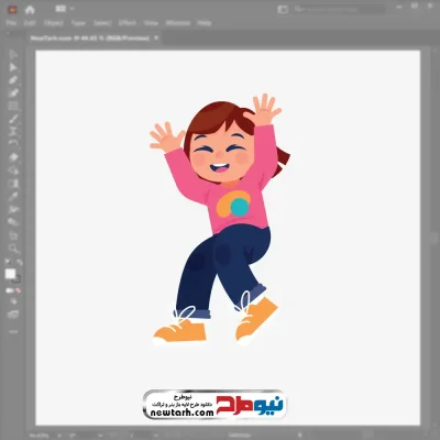 فایل وکتوری دختر بچه در حال پریدن با فرمت eps