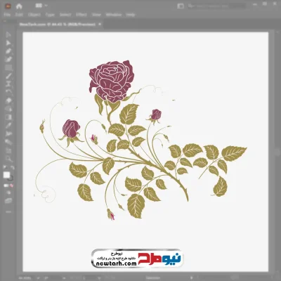 تصویر وکتور گل با شاخه و برگ با فرمت eps