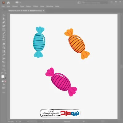 تصویر وکتوری آبنبات با بسته بندی رنگی با فرمت eps