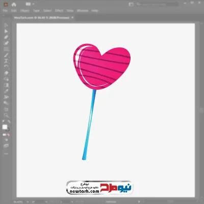 فایل وکتور آبنبات چوبی قلبی با فرمت eps