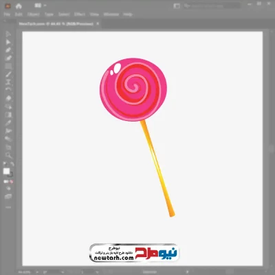 تصویر وکتوری آبنبات چوبی مارپیچی صورتی با فرمت eps