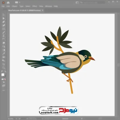 فایل وکتوری پرنده نشسته روی شاخه درخت با فرمت eps