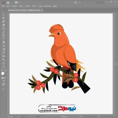 دانلود وکتور پرنده نشسته روی شاخه درخت با فرمت eps