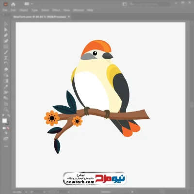 فایل وکتور پرنده روی شاخه درخت با فرمت eps