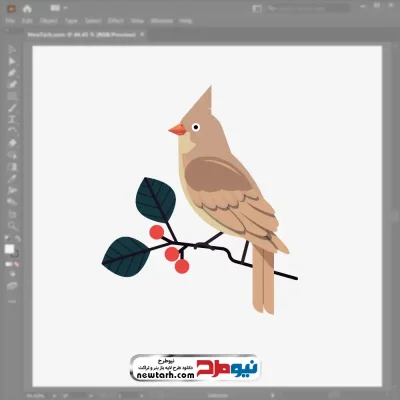 دانلود وکتور پرنده نشسته روی شاخه درخت با فرمت eps