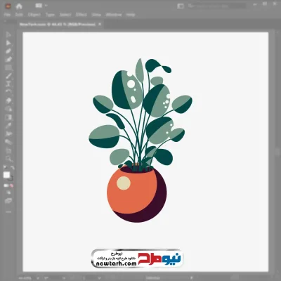 فایل وکتور گیاه گلدانی با برگ های پهن با فرمت eps
