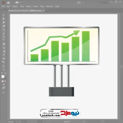 وکتور تابلو روی سه پایه با نمودار رشد میله ای با فرمت eps