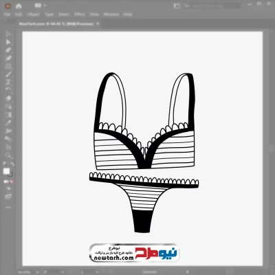 فایل وکتور سیاه و سفید ست لباس زیر زنانه با فرمت eps