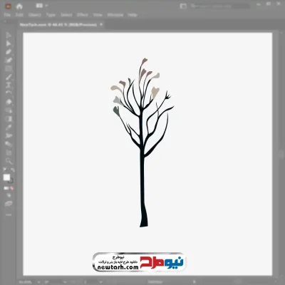 تصویر وکتور درخت پاییزی کم برگ با فرمت eps