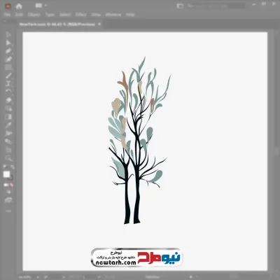 وکتور درخت پاییزی کم برگ با فرمت eps