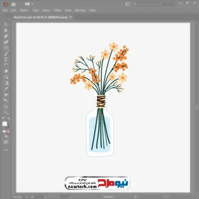 فایل وکتور دسته گل در گلدان شیشه ای با فرمت eps