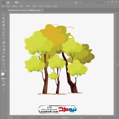 تصویر وکتوری درخت با برگ های سبز با فرمت eps