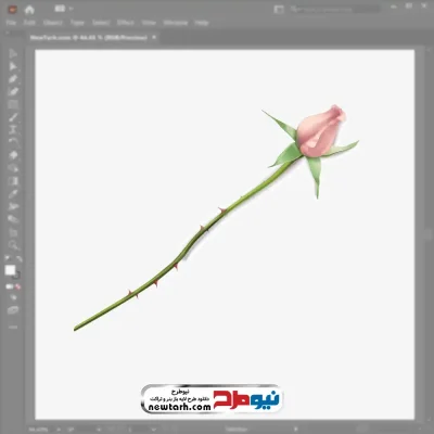 فایل وکتور غنچه گل رز صورتی با فرمت eps