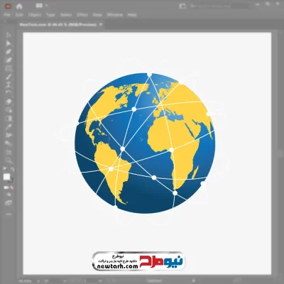 فایل وکتوری کره زمین با خطوط ارتباطی با فرمت eps