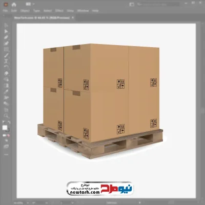فایل وکتوری جعبه کارتنی روی پالت چوبی با فرمت eps