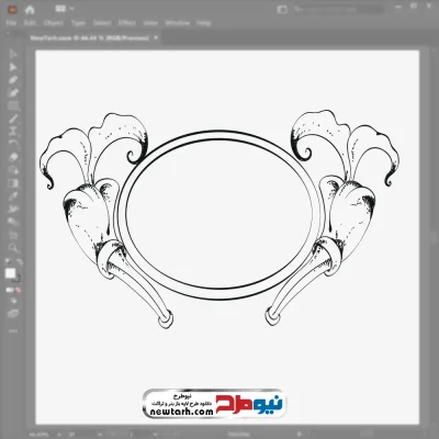 فایل وکتور قاب بیضی شکل گلدار تزئینی با فرمت eps
