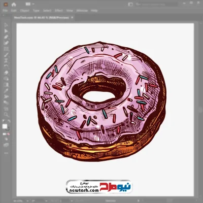 فایل وکتور دونات با روکش کرم توت فرنگی با فرمت eps