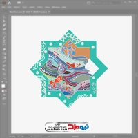 تصویر وکتور حوض کاشیکاری با ماهی قرمز