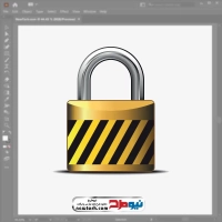 فایل eps قفل آویز با خطوط زرد و سیاه