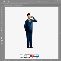 تصویر وکتوری مرد با کت و شلوار در حال صحبت با گوشی