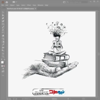 فایل وکتور دختر نشسته روی کتاب