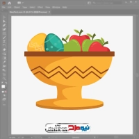 تصویر وکتوری ظرف سفالی سیب و تخم مرغ رنگی سفره هفت سین