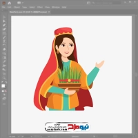 تصویر وکتوری دختر با سبزه نوروز در دست