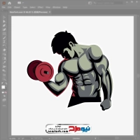 عکس وکتور مرد بدنساز با دمبل