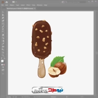 تصویر وکتوری بستنی چوبی با روکش شکلات و فندق