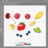 تصویر وکتوری میوه های پراکنده