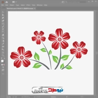 تصویر وکتوری گل های قرمز با برگ سبز